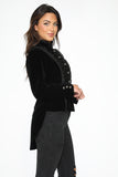 30160 Black Velvet Tailed Jacket with Linen