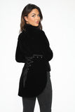 30160 Black Velvet Tailed Jacket with Linen