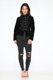 30160 Black Velvet Tailed Jacket with Linen