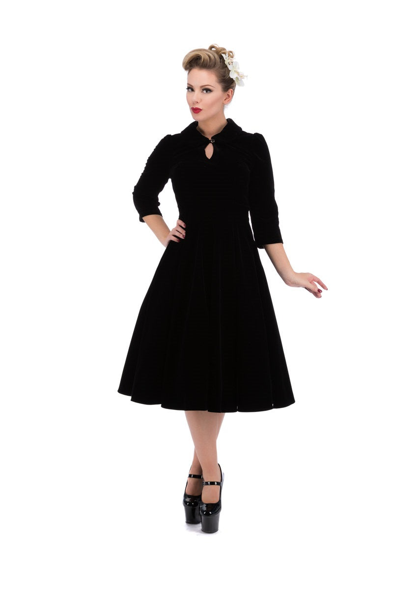 3067 Glamour Black Velvet Swing Dress 8 3067 Glamour Black Velvet Swing Dress 8