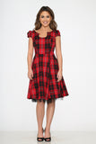 3109 Red Plaid Swing Dress