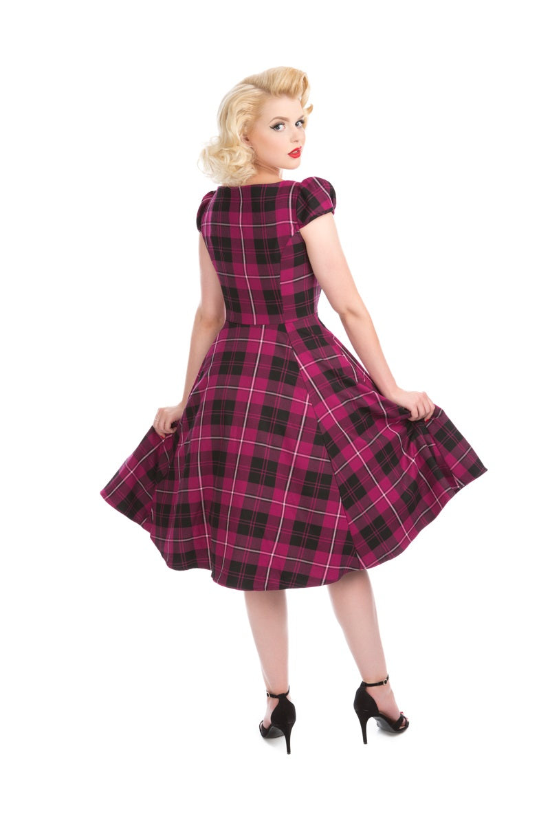 3109 Purple Plaid Swing Dress