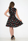 3231 Black Swallow Swing Dress