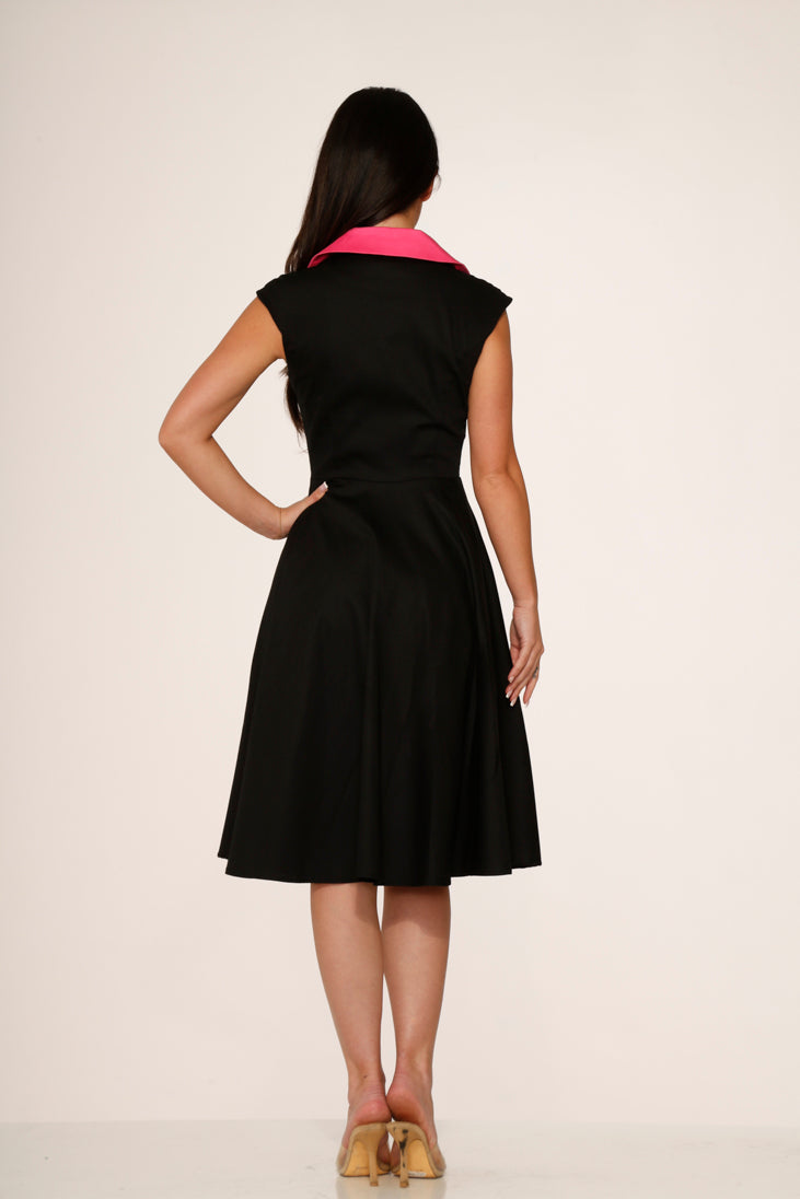 3311 Black Pink Diablo Swing Dress