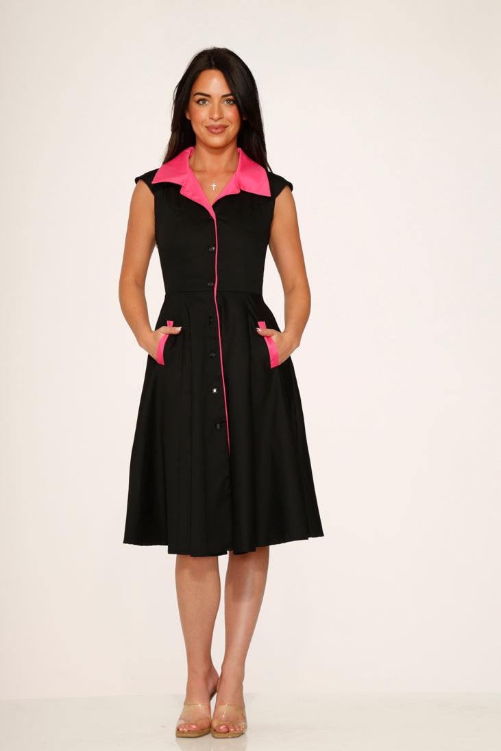 3311 Black Pink Diablo Swing Dress