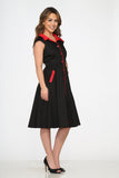 3310 Black Red Trim Swing Dress