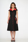 3310 Black Red Trim Swing Dress