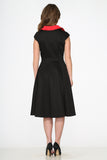 3310 Black Red Trim Swing Dress