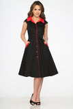 3310 Black Red Trim Swing Dress