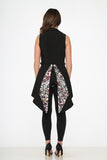 34020 Black Floral Vest Back Split