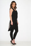 34020 Black Floral Vest Back Split