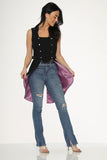34025 Black Purple Pin Dot Vest