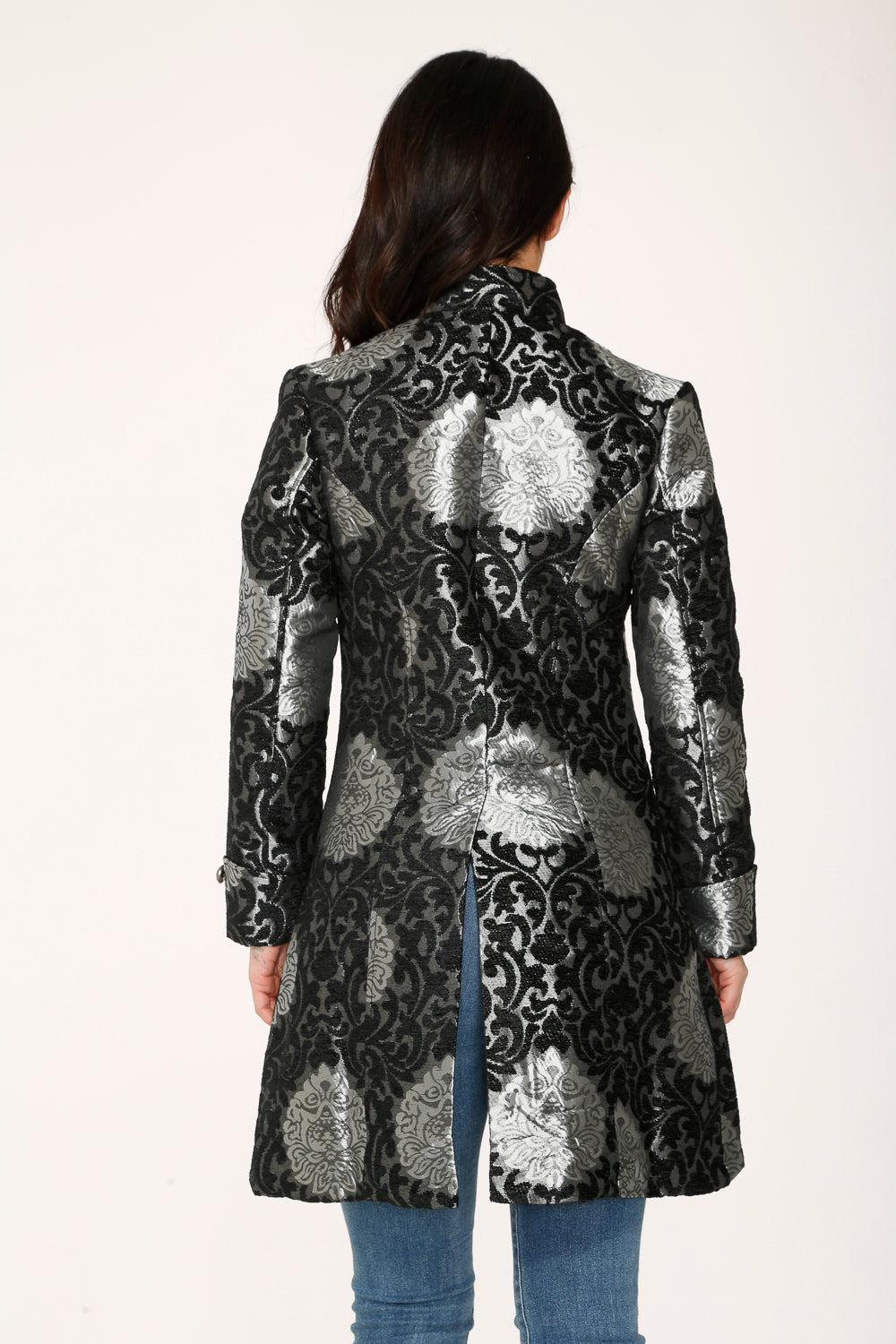 34641 Silver Brocade HiLo Coat