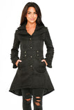 36486 Black Brocade HiLo Coat with Linen