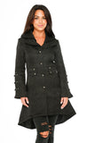36486 Black Brocade HiLo Coat with Linen