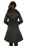 36486 Black Brocade HiLo Coat with Linen