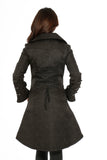 36486 Black Brocade HiLo Coat with Linen