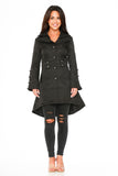 36486 Black Brocade HiLo Coat with Linen