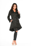 36486 Black Brocade HiLo Coat with Linen