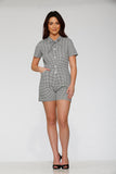 40230 Black White Gingham Romper