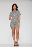 40230 Black White Gingham Romper