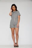 40230 Black White Gingham Romper
