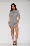 40230 Black White Gingham Romper