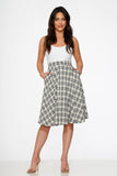 49280 Off White Plaid Swing Skirt