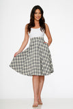 49280 Off White Plaid Swing Skirt