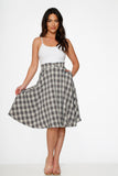 49281 White Brown Plaid Swing Skirt