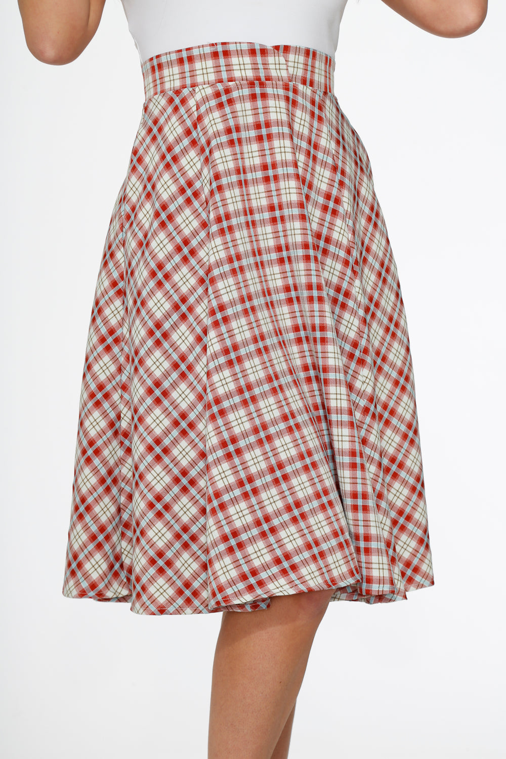 49282 Red Plaid Swing Skirt
