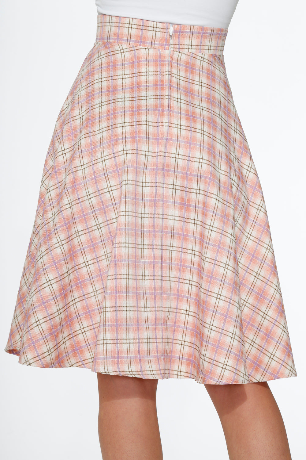 49283 Pink Plaid Swing Skirt