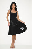 49370 Black White Embroidered Poodle Skirt