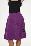 49373 Purple Black Embroidered Poodle Swing Skirt
