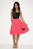49372 Hot Pink Black Embroidered Poodle Swing Skirt