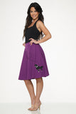 49373 Purple Black Embroidered Poodle Swing Skirt