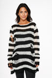 5718 Black White Stripe Sweater
