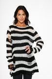 5718 Black White Stripe Sweater