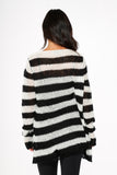 5718 Black White Stripe Sweater