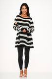 5718 Black White Stripe Sweater