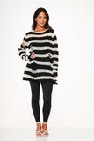 5718 Black White Stripe Sweater