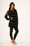 5720 Black Green Stripe Sweater