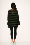 5720 Black Green Stripe Sweater