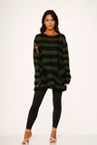5720 Black Green Stripe Sweater