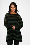 5720 Black Green Stripe Sweater