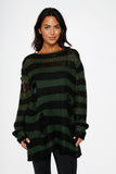 5720 Black Green Stripe Sweater