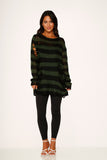 5720 Black Green Stripe Sweater