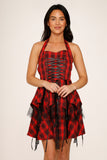 6422 Red Plaid Pretty Pirate Dress
