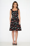 6672 Black Swallow Swing Dress