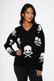 6704 Black Skulls Sweater